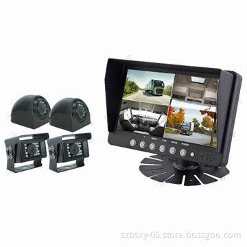 Rear-view Camera System with 7-inch Digital Quad Monitor and Heavy-duty Cameras
